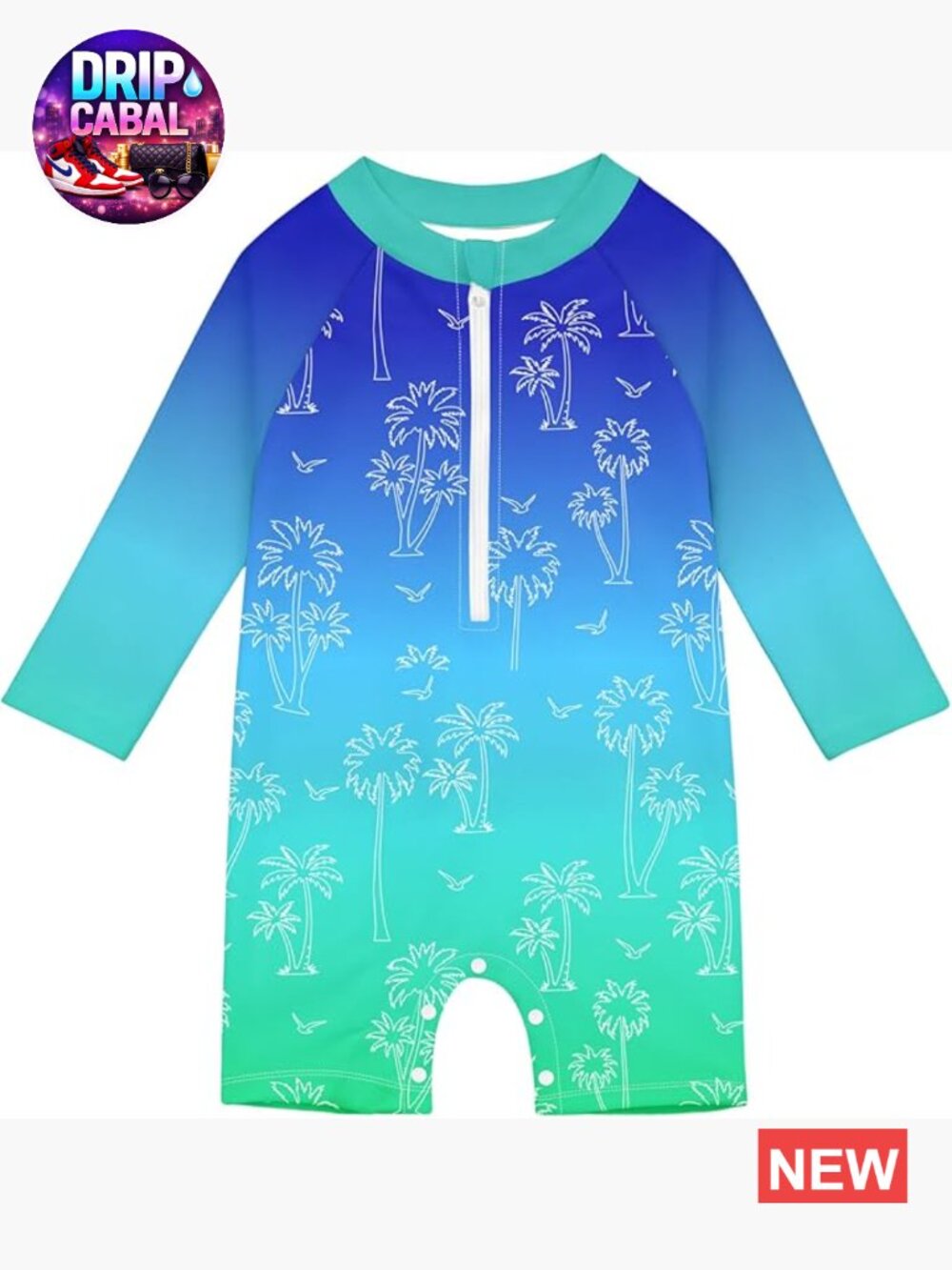 Baby Boy One Piece Swimsuit Rash Guard Long Sleeve Toddler Swimwear 2-Way Zipper